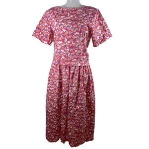 Vintage 80s Bold Floral Cotton Dress 10